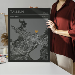 Crea tu mapa personalizado de amor en B/N - Recuerda dónde todo comenzó
