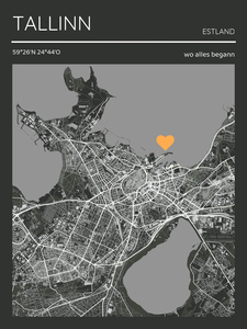 Crea tu mapa personalizado de amor en B/N - Recuerda dónde todo comenzó