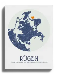 Crea tu mapa redondo personalizado de Rügen para decorar o regalar
