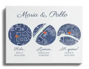Mapa triple personalizado para boda: ¡Captura tus momentos especiales!