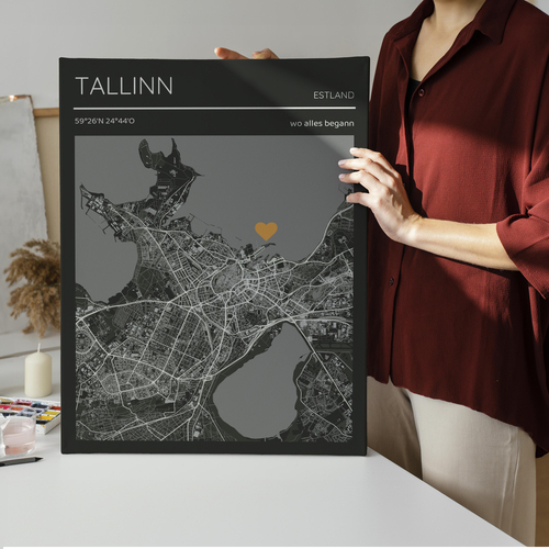 Crea tu mapa personalizado de amor en B/N - Recuerda dónde todo comenzó