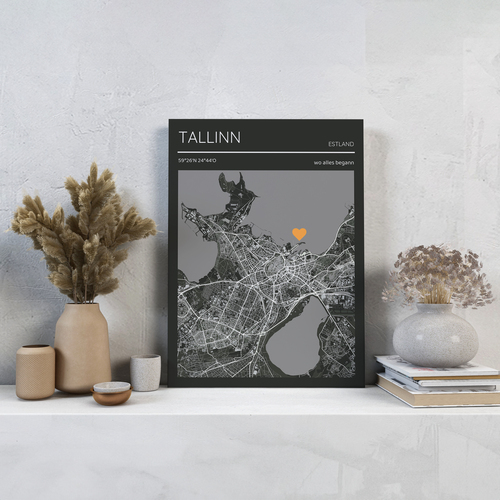 Crea tu mapa personalizado de amor en B/N - Recuerda dónde todo comenzó