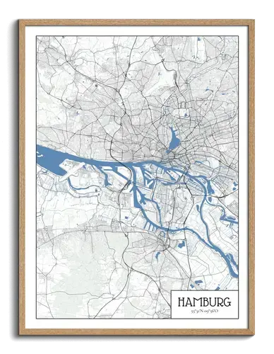 Descubre Hamburg: Mapa Minimalista Personalizado para Tu Hogar