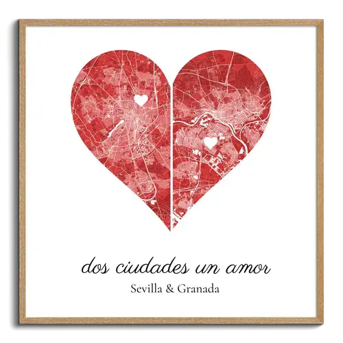 Mapa personalizado: Dos ciudades, un amor para sorprender a tu pareja