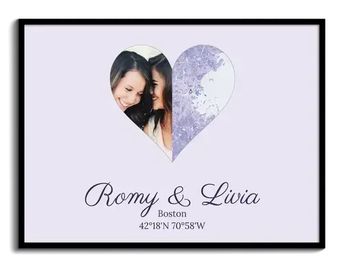 Corazón foto+mapa partido personalizado