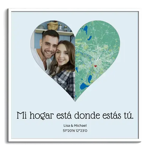 Corazón foto+mapa partido personalizado