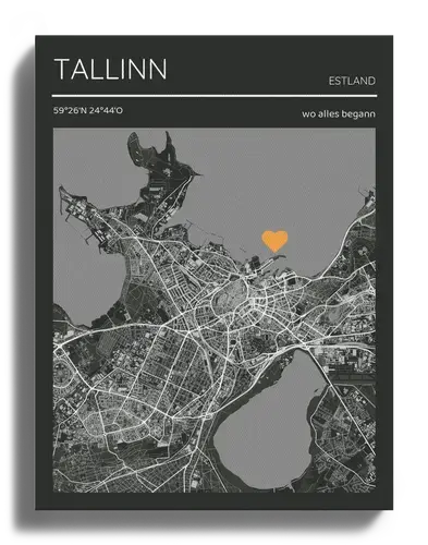 Crea tu mapa personalizado de amor en B/N - Recuerda dónde todo comenzó