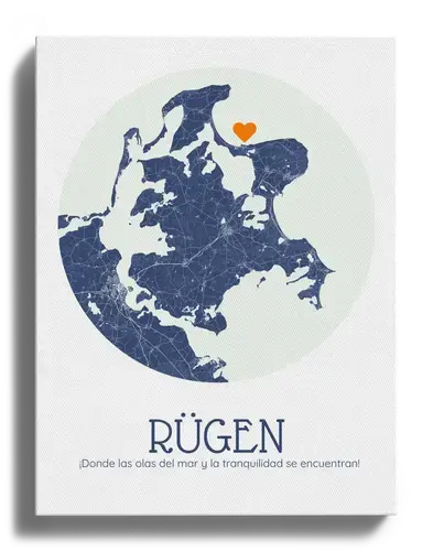 Crea tu mapa redondo personalizado de Rügen para decorar o regalar