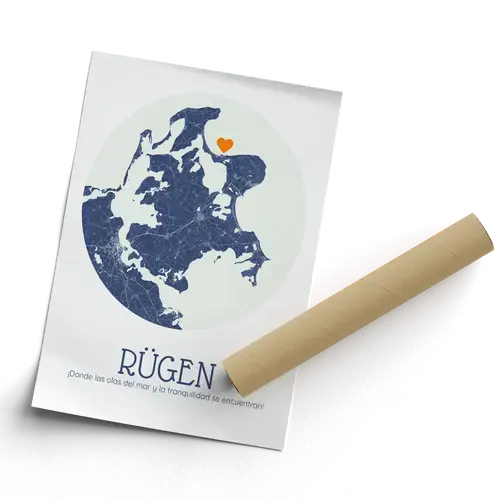 Crea tu mapa redondo personalizado de Rügen para decorar o regalar