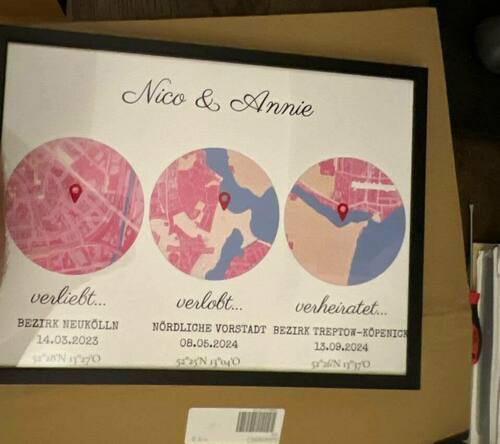 Foto del cliente Jan para la valoración Impresión Mapa de la ciudad Póster enmarcado (madera, negro) 40x30cm